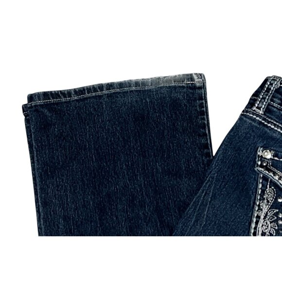 Nine West Vintage America Womens Dark Wash Embellished Jeans 12/31 Mid-Rise Boot - Picture 6 of 13